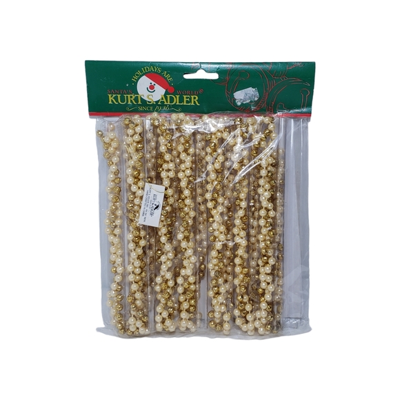 Kurt Adler Vintage Faux Pearl Flower Bead Garland Christmas 8ft New Old Stock - Picture 1 of 8
